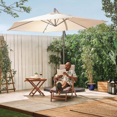 VonHaus Sun Lounger Steamer Chair Folding Chair for Garden Removable Footstool Foldable Reclining Acacia Hardwood Sunlounger
