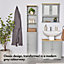VonHaus Tall Bathroom Cabinet - Grey Bathroom Tallboy with Shelves - Tall Bathroom Storage with Shutter Style Doors