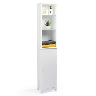 6-Tier Slim Bathroom Storage Cabinet Plastic Freestanding with Drawers in  White