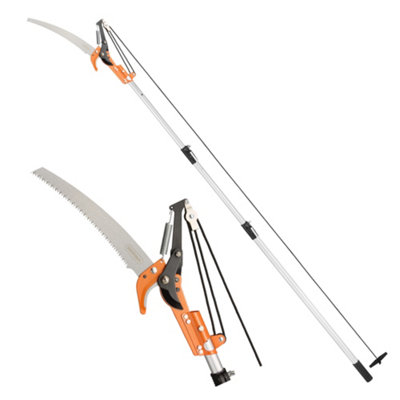 VonHaus Telescopic Tree Pruner & Lopper, Long Reach Cutter, Extendable Pole Saw for Branches, Lightweight