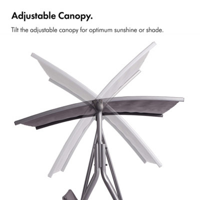VonHaus Textoline Swing Seat with Canopy, 3 Person Garden Swing Chair ...