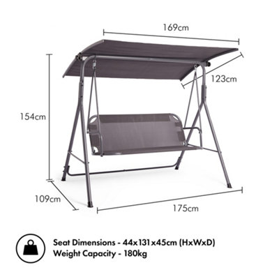 VonHaus Textoline Swing Seat with Canopy, 3 Person Garden Swing Chair ...