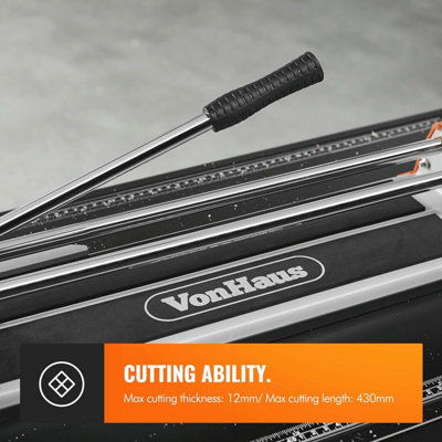 VonHaus Tile Cutter 430mm - Manual Tile Cutters for Ceramic Tiles, Glazed  Floor & Wall - Straight Edge Cutter w/ Measurement Guide