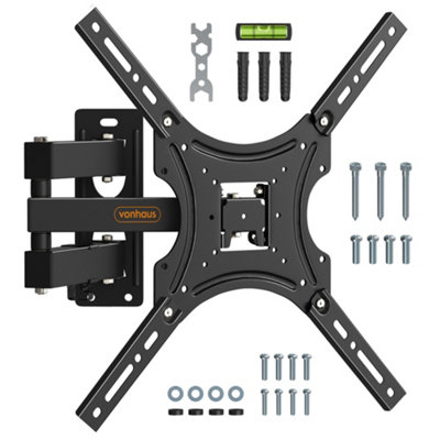 VonHaus Tilt & Swivel TV Bracket for 24-55" Screens, Flush TV Wall Mount w/Spirit Level, 25kg Capacity, Max VESA: 400x400mm