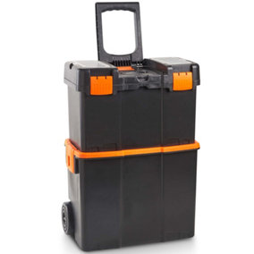 VonHaus Tool Box on Wheels with Stackable Boxes for Easy Organisation, Secure Rolling Tool Box with Lockable Cover, Removable Tray