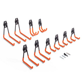 Vonhaus Tool Hooks for Shed - Wall Mounted Garage Hooks for Hanging DIY Tools - Heavy Duty Tool Hooks (10 Hooks in 5 Sizes)