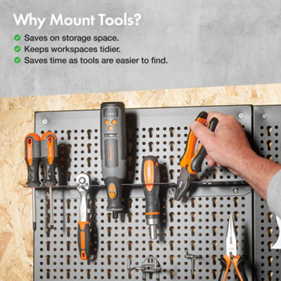 VonHaus Tool Pegboard, 44pc for Shed & Garage Wall Storage Tool Board, Secure Tool Organiser Wall Mounted