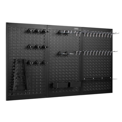 VonHaus Tool Pegboard, 44pc for Shed & Garage Wall Storage Tool Board, Secure Tool Organiser Wall Mounted