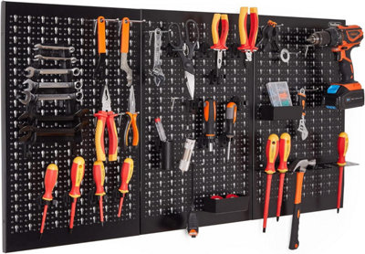VonHaus Tool Pegboard, 45pc for Shed & Garage Wall Storage Tool Board, Secure Tool Organiser Wall Mounted