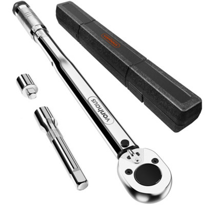 VonHaus Torque Wrench, 1/2 with 3/8 Reducer and Extension Bar, Ratchet Torque Wrench 1/2 for Car, Bike, 30 to 210Nm