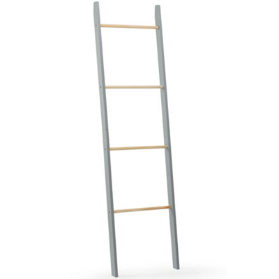 VonHaus Towel Ladder, Grey Blanket Ladder w/ Solid Rubberwood, Ladder Towel Rack for Bathroom Towels, Clothes, Blankets, Throws