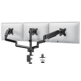 VonHaus Triple Monitor Mount for 13-27 Inch Screens - Gas Assisted Three Arm Desk Bracket - 180 Tilt, 360 Rotation & Swivel Arms