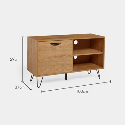 VonHaus TV Units for Living Room Oak Wood Effect TV Stand Cabinet