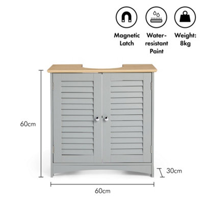VonHaus Under Sink Bathroom Cabinet, Grey Bathroom Sink Cupboard, Wood ...