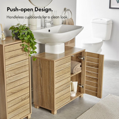 Light Oak Effect Bathroom Under Basin Sink Storage Cabinet