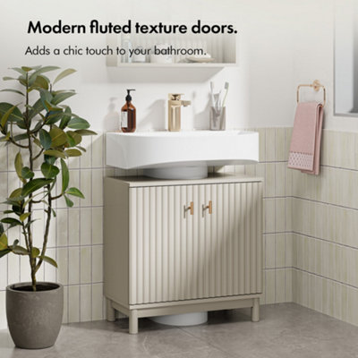 VonHaus Under Sink Bathroom Cabinet, Stone Under Sink Storage with ...