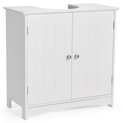 VonHaus Under Sink Bathroom Cabinet, White Under Sink Storage for Bathroom, Shaker Style Freestanding Basin Cabinet, Holbrook