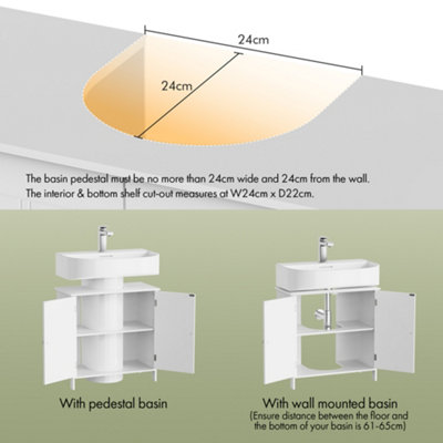 VonHaus Under Sink Bathroom Cabinet, White Under Sink Storage for ...
