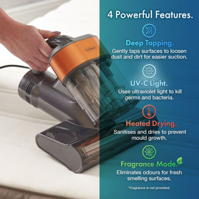 VonHaus UV Mattress Vacuum Cleaner 14kPa, Mite Removal Handheld Bed Vac with UV Light and Cyclone Filtration, 500W