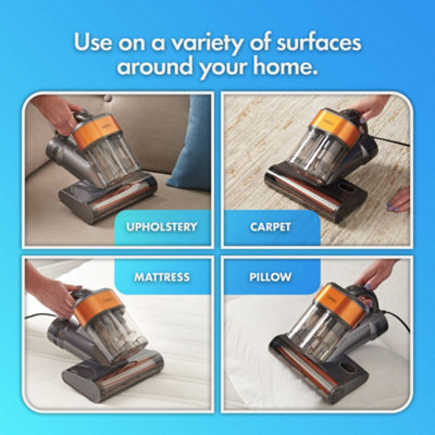 VonHaus UV Mattress Vacuum Cleaner 14kPa, Mite Removal Handheld Bed Vac with UV Light and Cyclone Filtration, 500W