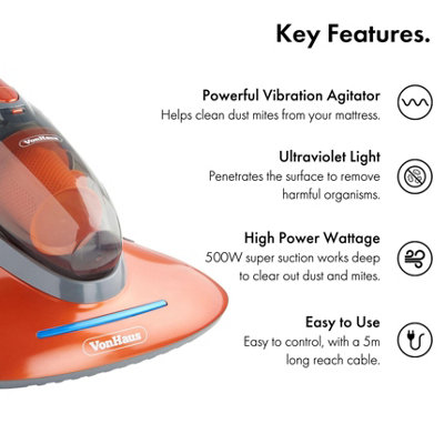 VonHaus UV Vacuum Cleaner 17Kpa Handheld Bed Vacuum with HEPA