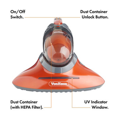 VonHaus UV Vacuum Cleaner 17Kpa Handheld Bed Vacuum with HEPA