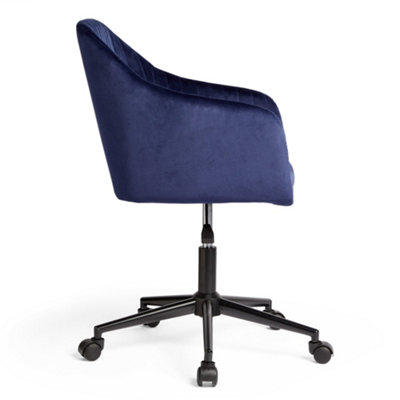 VonHaus Velvet Office Chair Dark Blue Desk Chair with Armrests