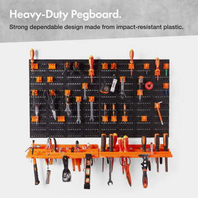 VonHaus Pegboard & Shelf Tool Organiser - Garage Wall Mounted Tool Holder Rack