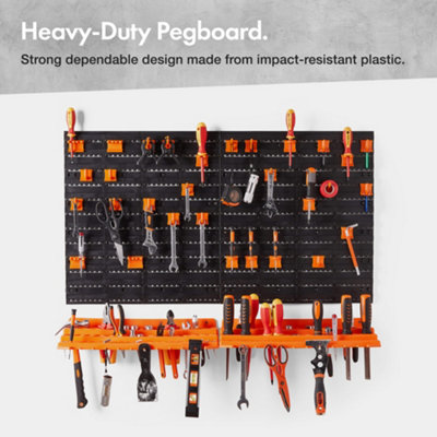 Pegboard wall shop storage