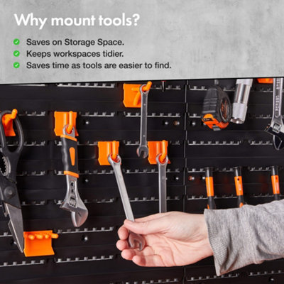 VonHaus Wall Mounted Storage Tool Organiser with Shelf & Pegboard for Multiple Tools, Storage Organiser for Easy Workshop Storage