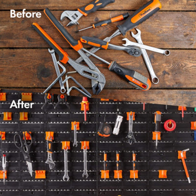 VonHaus Wall Mounted Storage Tool Organiser with Shelf Pegboard for Multiple Tools Storage Organiser for Easy Workshop Storage DIY at B Q