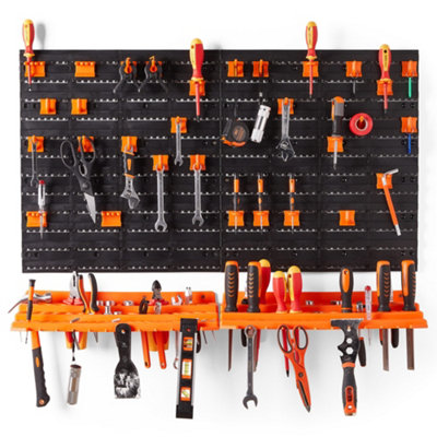 VonHaus Wall Mounted Storage Tool Organiser with Shelf & Pegboard