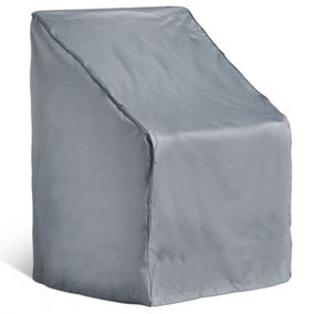 VonHaus Waterproof Garden Chair Cover, Grey, Heavy Duty, for Patio & Outdoor Stacking/Reclining Single Seat, 71 x 76 x 64/99cm