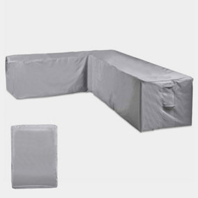 VonHaus Waterproof L Shape Sofa Cover, Waterproof Cover for Garden Sofa, Grey Polyester w/ Drawstring, 220 x 298 x 75 x 76cm