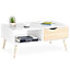 VonHaus White Coffee Table, Oak Effect Tea Table, Living Room Table w/ Drawer & Shelf, Centre Table for Living Room & Lounge