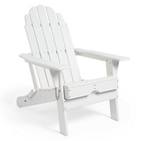 VonHaus White Folding Adirondack Chair, Outdoor Foldable Firepit Chair, Easy to Carry Slatted Sun Lounger Seat, Portable & Compact