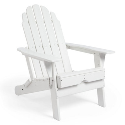 VonHaus White Folding Adirondack Chair, Outdoor Foldable Firepit Chair ...