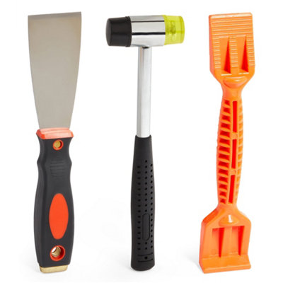 Vonhaus Window Glazing Tool Kit - High Tensile Steel Chisel, Rubber Mallet Hammer & Polypropylene Paddle