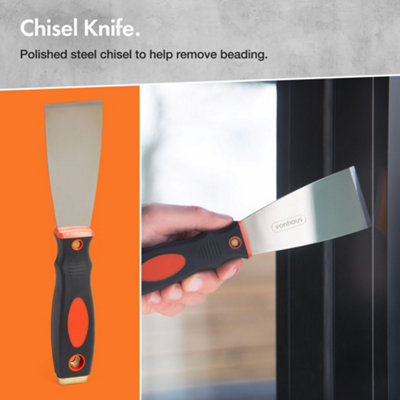 Vonhaus Window Glazing Tool Kit - High Tensile Steel Chisel, Rubber ...