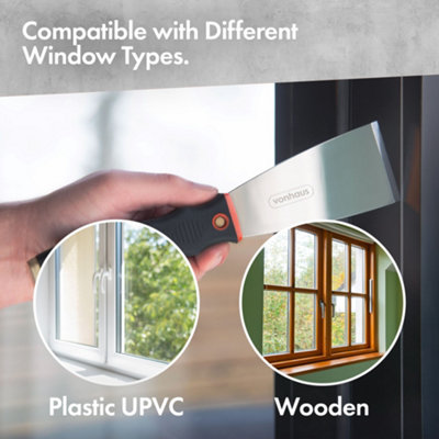 Vonhaus Window Glazing Tool Kit - High Tensile Steel Chisel, Rubber ...