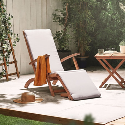 VonHaus Wooden Sun Lounger Set of 2 Folding Garden Steamer Chair Sunlounger with Removable Footstool