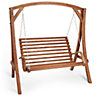 VonHaus Wooden Swing Seat, 2 Person Swing Chair, Swinging 2 Seater Loveseat, Larch Wood Swing Set Hanging Garden Bench w/ Armrests