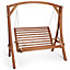 VonHaus Wooden Swing Seat, 2 Person Swing Chair, Swinging 2 Seater Loveseat, Larch Wood Swing Set Hanging Garden Bench w/ Armrests