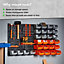 VonHaus Workshop Storage, 44 Pcs Wall Mount Storage Organiser Bin, Storage Organiser with Tool Holder & Hook Set