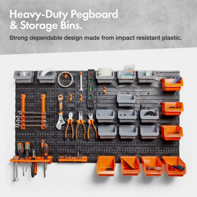 Vonhaus 50 piece wall mounted plastic pegboard and shelf tool organizer 2025