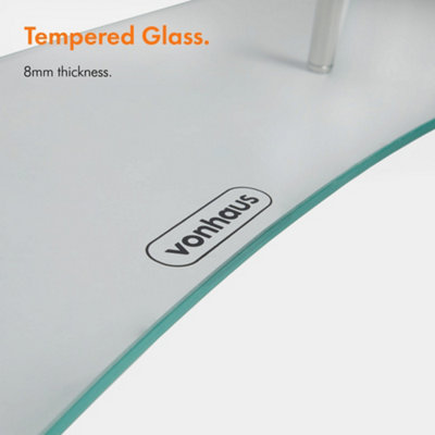 VonHaus XL Glass Monitor Stand for Desks - Height Adjustable Screen Riser - Large Dual Monitor Riser - Glass with Aluminium Legs