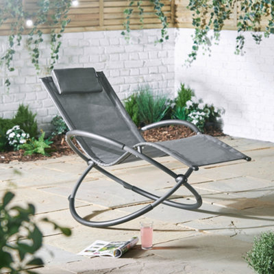 VonHaus Zero Gravity Rocking Chair Sun Lounger Folding Garden Rocker Orbital Sunlounger with Headrest Foldable Outdoor Chair DIY at B Q