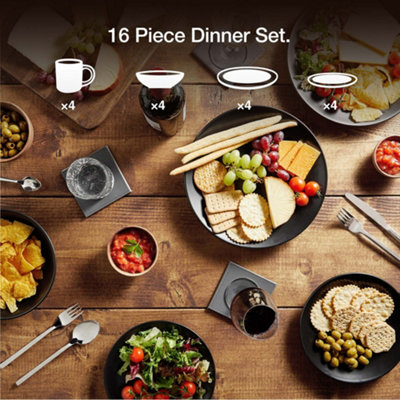 Matte black shop dinner set