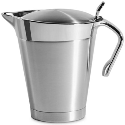 VonShef 1L Gravy Boat Stainless Steel Body, Double Insulated Jug Ideal for Gravy, Custard & Cream