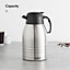 VonShef 2 Litre Insulated Vacuum Jug Flask, Double Walled Stainless Steel for Tea, Coffee, Hot & Cold Drinks